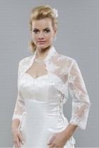 Organza Weiß Luxuriös Spitze Saum Bolero