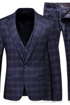 3 Stücke Plaid Herren Anzüge One Button Formalen Geschäfts