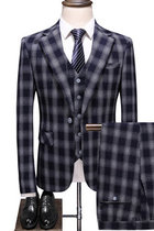 Anzüge Elegante Hochzeit Smoking Neueste Plaid 3 Stück