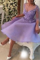 Prinzessin Normale Taille Ausgezeichnet A Linie Organza V-Ausschnitt Mini Abiballkleid