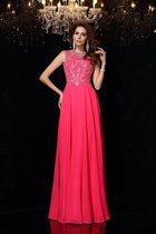 Schaufel-Ausschnitt Prinzessin Chiffon A-Linie Bodenlanges Ballkleid