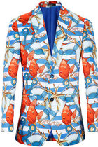 Herren Smoking Sea Print Anzug Größe Anzug Männer Blazer