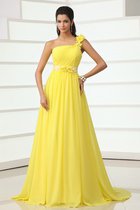 A linie Ein Träger Chiffon Brautmutterkleid mit Blume mit Gürtel