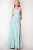Trägerlos Gerüschtes Ärmellos Chiffon Bodenlanges Brautjungfernkleid