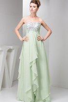 Chiffon Drapiertes Bodenlanges Abendkleid ohne Ärmeln mit Empire Taille
