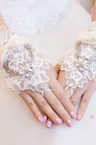 Spitze Mit Kristall Weiß Chic|Modern Brauthandschuhe