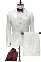Prom Smoking Weiß Tweed Slim Fit Blazer Anzüge Schal Revers