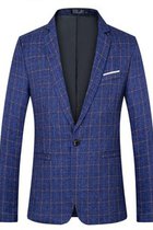 Plaid Männer Treffen Casual Blau Männer Blazer Masculino