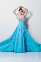 A-Line Sweep Zug Normale Taille Perlenbesetztes Abendkleid mit Reißverschluss