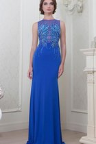 Perlenbesetztes Ärmelloses Paillettenbesetztes Bodenlanges Sittsames Ballkleid