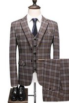 Luxus Plaid Druck Hochzeit Business Slim Fit Männer Anzug 3 Stück Anzüge