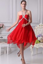 Chiffon Empire Taille Nackenband Herz-Ausschnitt Cocktailkleid