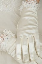 Luxuriös Taft Mit Kristall Weiß Luxuriös Brauthandschuhe
