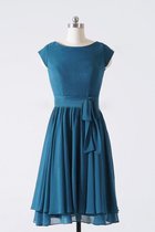 Reißverschluss Plissiertes Chiffon Schick Knielanges Brautjungfernkleid