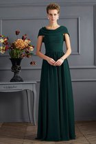 Prinzessin Chiffon Bodenlanges Anständiges Brautmutterkleid mit Schaufel Ausschnitt