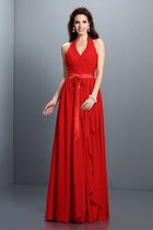 Reißverschluss Ärmelloses Empire Taille A-Linie Bodenlanges Brautjungfernkleid