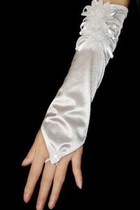 Taft Mit Blumen Weiß Elegant|Bescheiden Brauthandschuhe