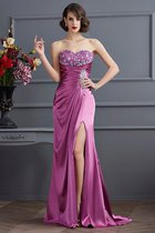 Ärmelloses Etui Empire Taille Ballkleid mit Rücken Schnürung mit Perlen