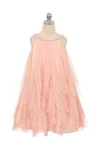 A linie Schaufel-Ausschnitt Normale Taille Anständiges Blumenmädchenkleid aus Tüll