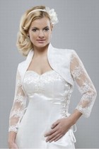 Taft Weiß Elegant|Bescheiden Spitze Saum Bolero