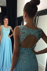 Schaufel-Ausschnitt A-Linie Normale Taille Bodenlanges Abendkleid mit Applikation