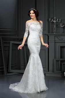Halbe Ärmeln Enganliegendes Normale Taille Ärmellos Reißverschluss Brautkleid
