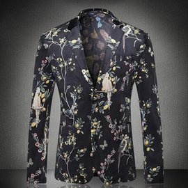 Herren Phantasie Floral Blazer Masculino Herbst Party