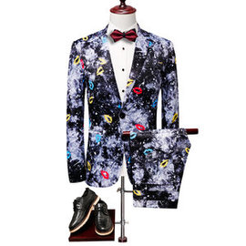 Terno Masculino Anzüge Business Hochzeit Anzug Gedruckt Männer Anzug Floral Casual