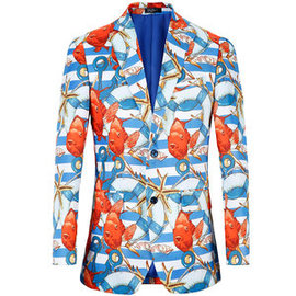 Herren Smoking Sea Print Anzug Größe Anzug Männer Blazer