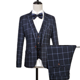 3 Stücke Plaid Herren Anzüge Tweed Männer Anzug Blazer