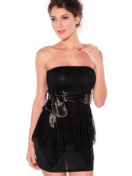 Damen Minikleid Trägerlos Sexy Polyester Club Kleider