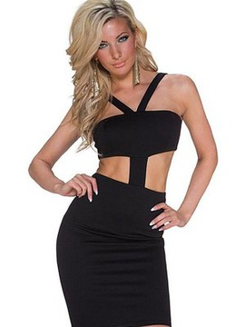 Jesery Schwarz V-Ausschnitt Kleid Bodycon Bandeau Club Kleider