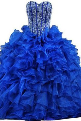 Paillettenbesetztes Duchesse-Linie Organza Partykleid mit Bordüre mit Perlen