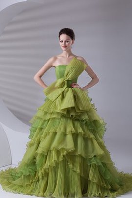 Trägerlos Geschichtes Duchesse-Linie Partykleid mit Rüschen mit Schmetterlingsknoten