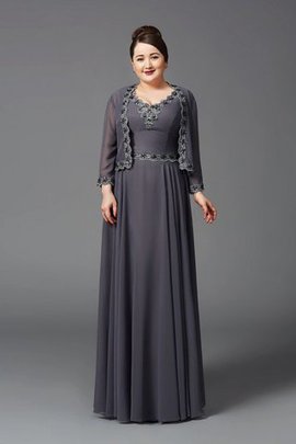 Normale Taille Spaghetti Träger Chiffon Sittsames Bodenlanges Brautmutterkleid