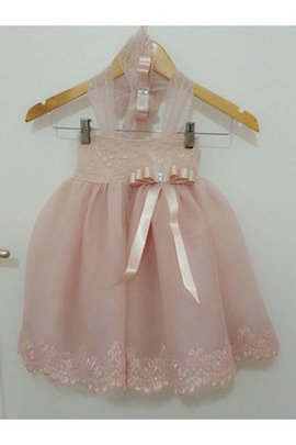 Organza Plissiertes Knöchellanges Blumenmädchenkleid mit Bordüre mit Rüschen