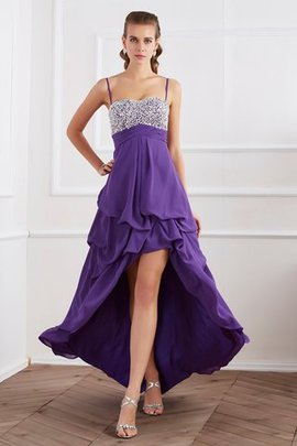 Reißverschluss Prinzessin Perlenbesetztes A-Line Abendkleid aus Chiffon