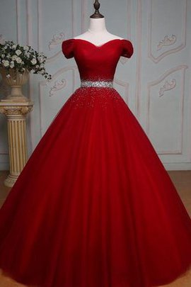 Reißverschluss Duchesse-Linie Spitze Partykleid mit Bordüre aus Organza