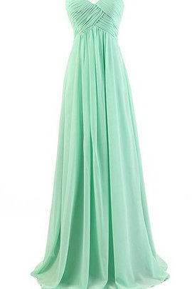 A linie Plissiertes Ärmellos Reißverschluss Bodenlanges Brautjungfernkleid