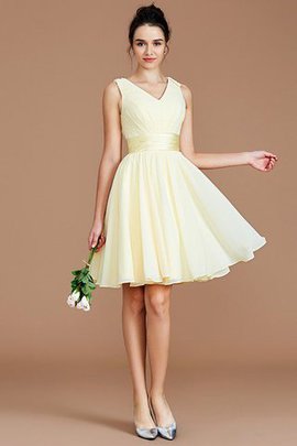 A linie Chiffon Mini Brautjungfernkleid mit Schleife mit Gürtel