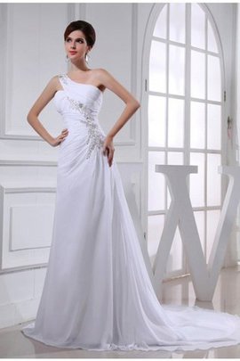 Prinzessin A-Linie Perlenbesetztes Brautkleid mit Applike aus Chiffon