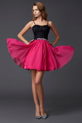 Reißverschluss Chiffon Mini Abiballkleid mit Bordüre ohne Ärmeln