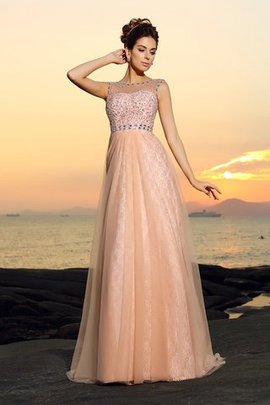 A Linie Chiffon Bateau Ausschnitt Ärmelloses Ballkleid mit Reißverschluss