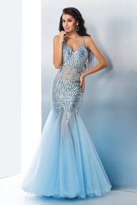 Organza Paillette Reißverschluss Bodenlanges Ballkleid mit Natürlicher Taille