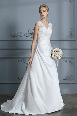 A-Linie Satin Prinzessin Normale Taille Glamourös Brautkleid mit Applikation