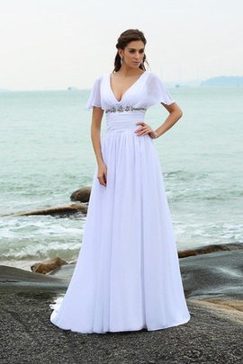 V-Ausschnitt Beach Stil a linie Empire Taille Anständiges Brautkleid