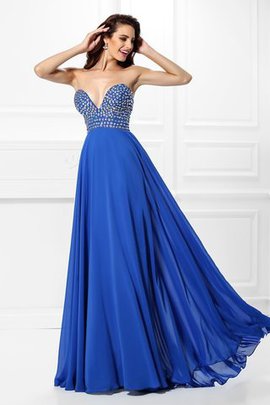 Chiffon Perlenbesetztes Normale Taille Ballkleid mit V-Ausschnitt ohne Ärmeln