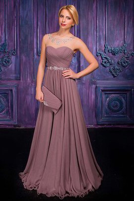 Natürliche Taile Ärmelloses Chiffon Bodenlanges Ballkleid mit Bordüre