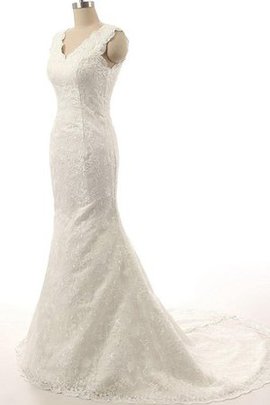 Reißverschluss Perlenbesetztes Paillette Brautkleid aus Spitze mit Bordüre
