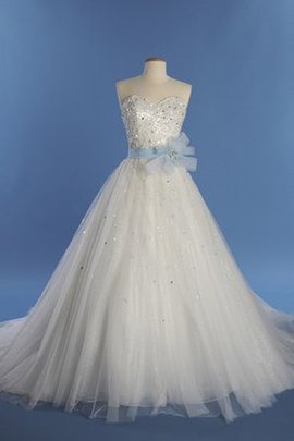 Perlenbesetztes Herz-Ausschnitt Halle Festliches Brautkleid mit Bordüre